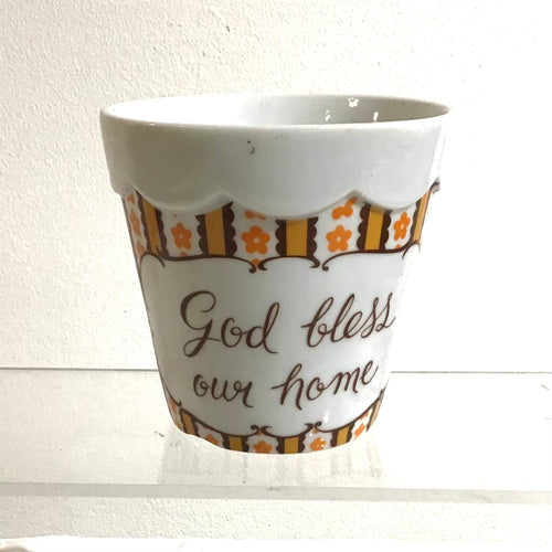 Vintage “God Bless Our Home” Planter