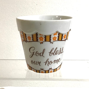 Vintage “God Bless Our Home” Planter