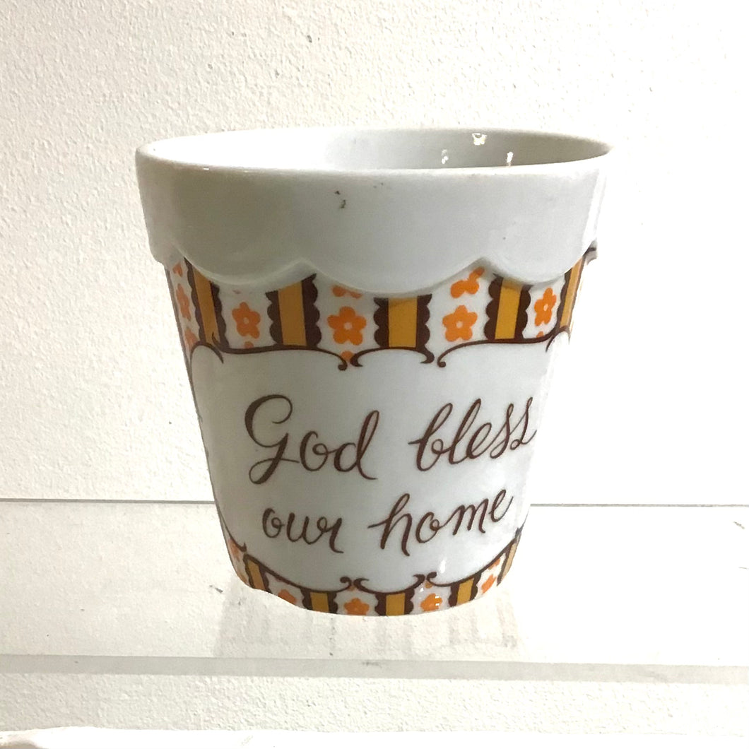 Vintage “God Bless Our Home” Planter