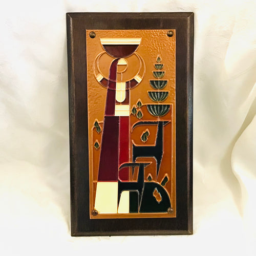 Cubist Figure Hammered Copper Panel