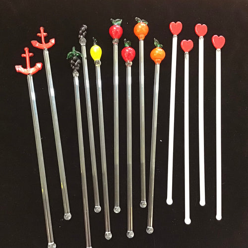 Novelty Glass Swizzle Sticks