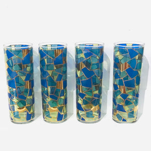 Set of 4 Stained Glass Style Collins Glasses