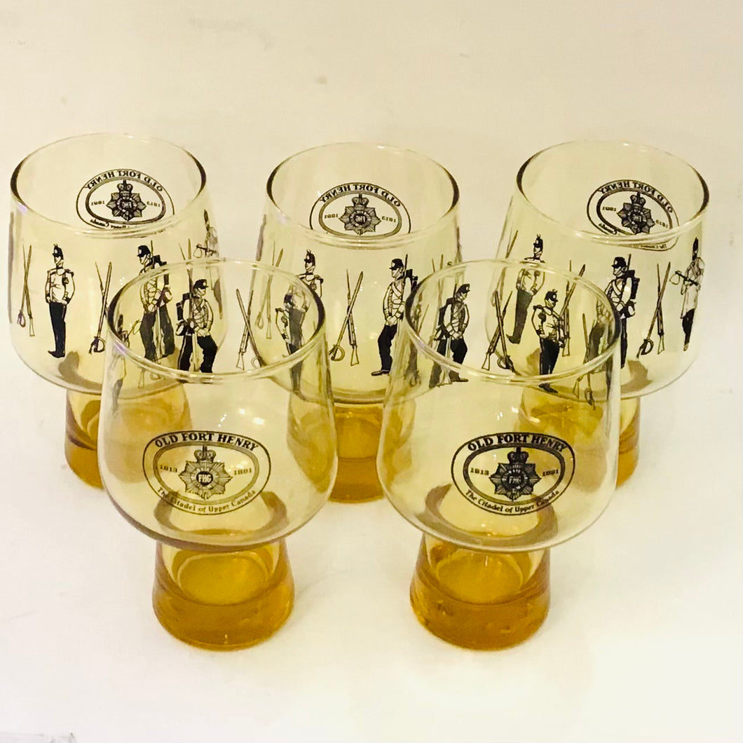 Set of 5 Old Fort Henry Goblet Glasses