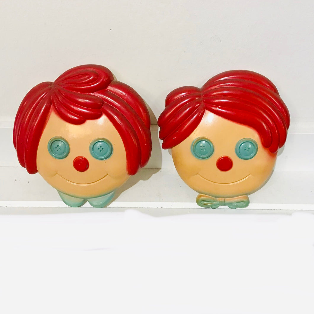 Chalkware Button Eyed Doll Pair