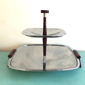 Vintage Glo-Hill 2 Tiered Serving Tray