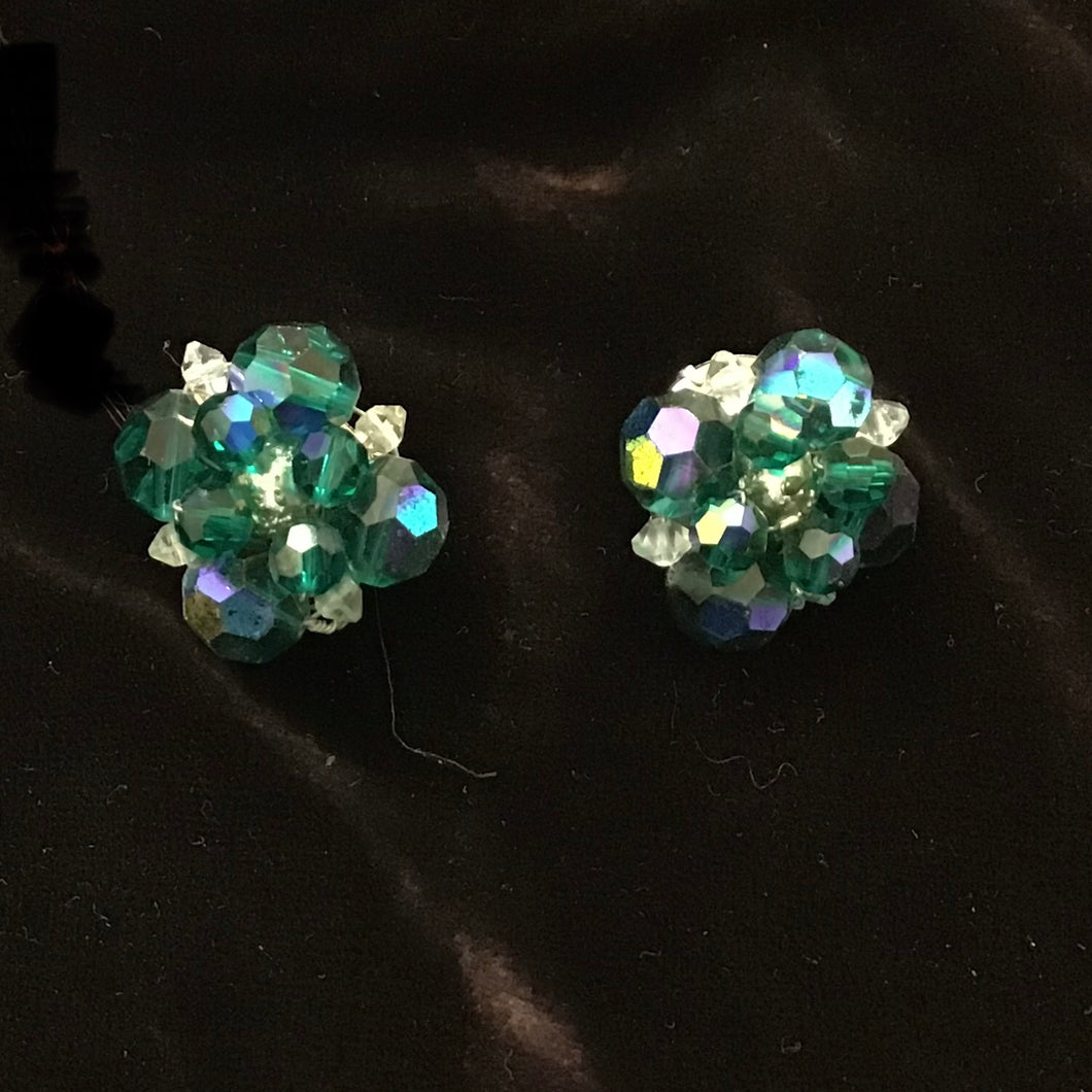 Vintage Clip On Cluster Earrings