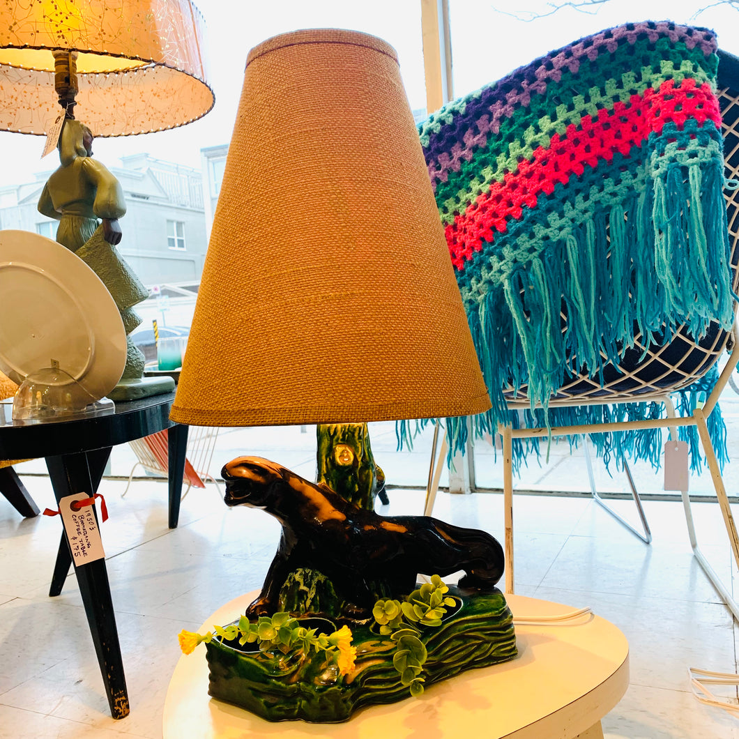 Kitschy Fifties Ceramic Panther Lamp