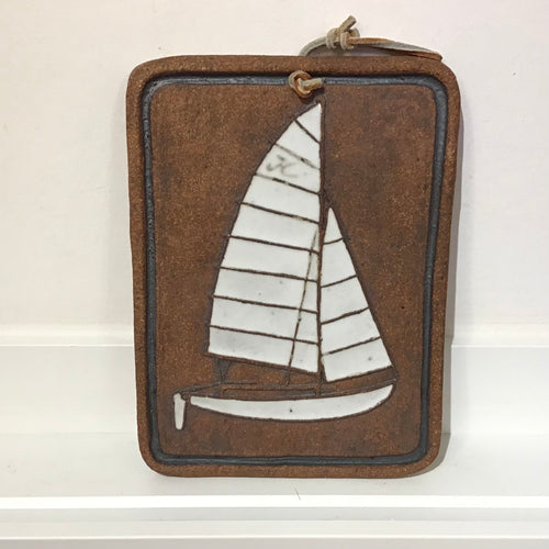 Press Molded Stoneware Sailboat Art