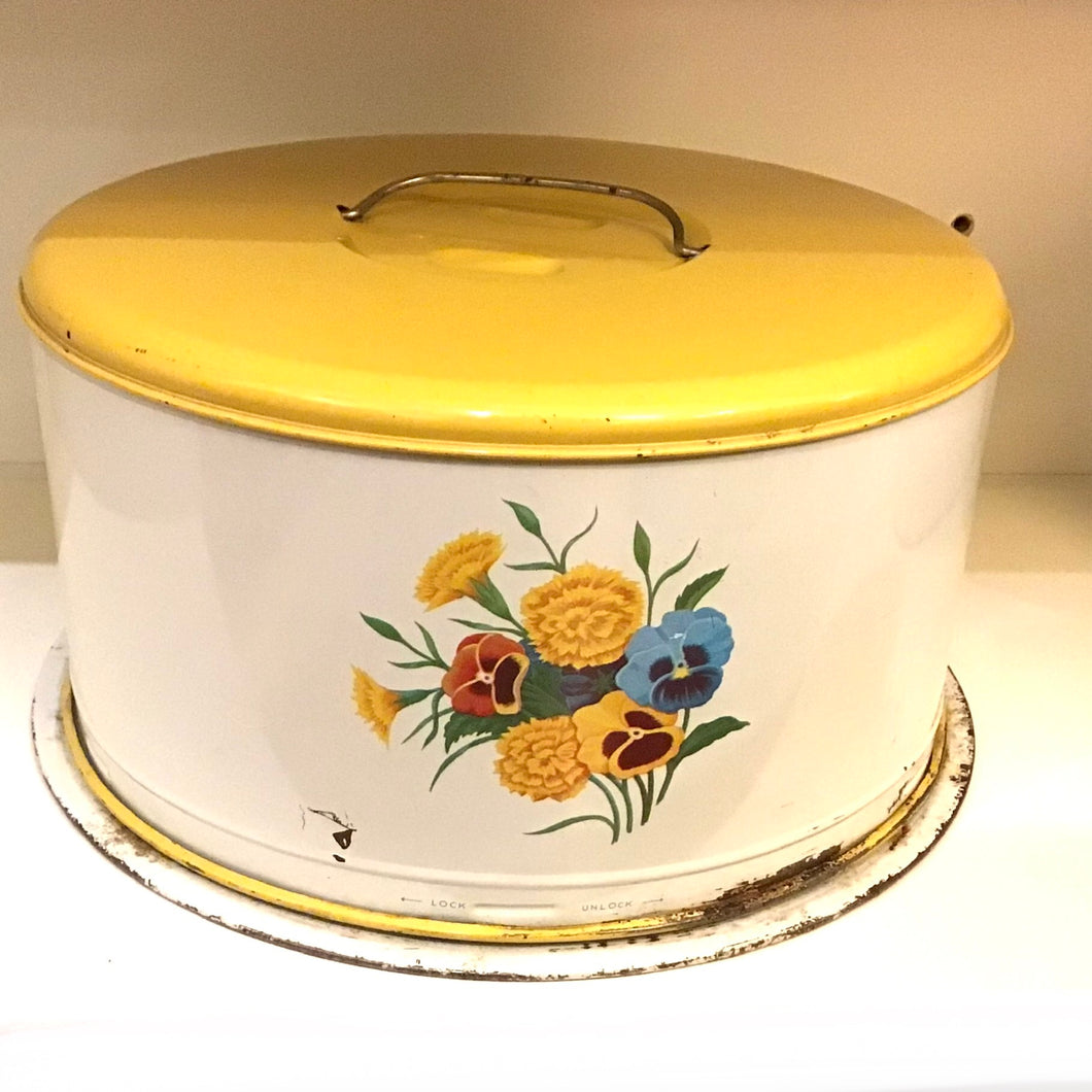 Vintage Tin Lithographed Cake Carrier