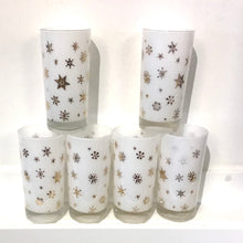 Load image into Gallery viewer, Set of 6 Vintage Gold Snowflake Highball Glasses