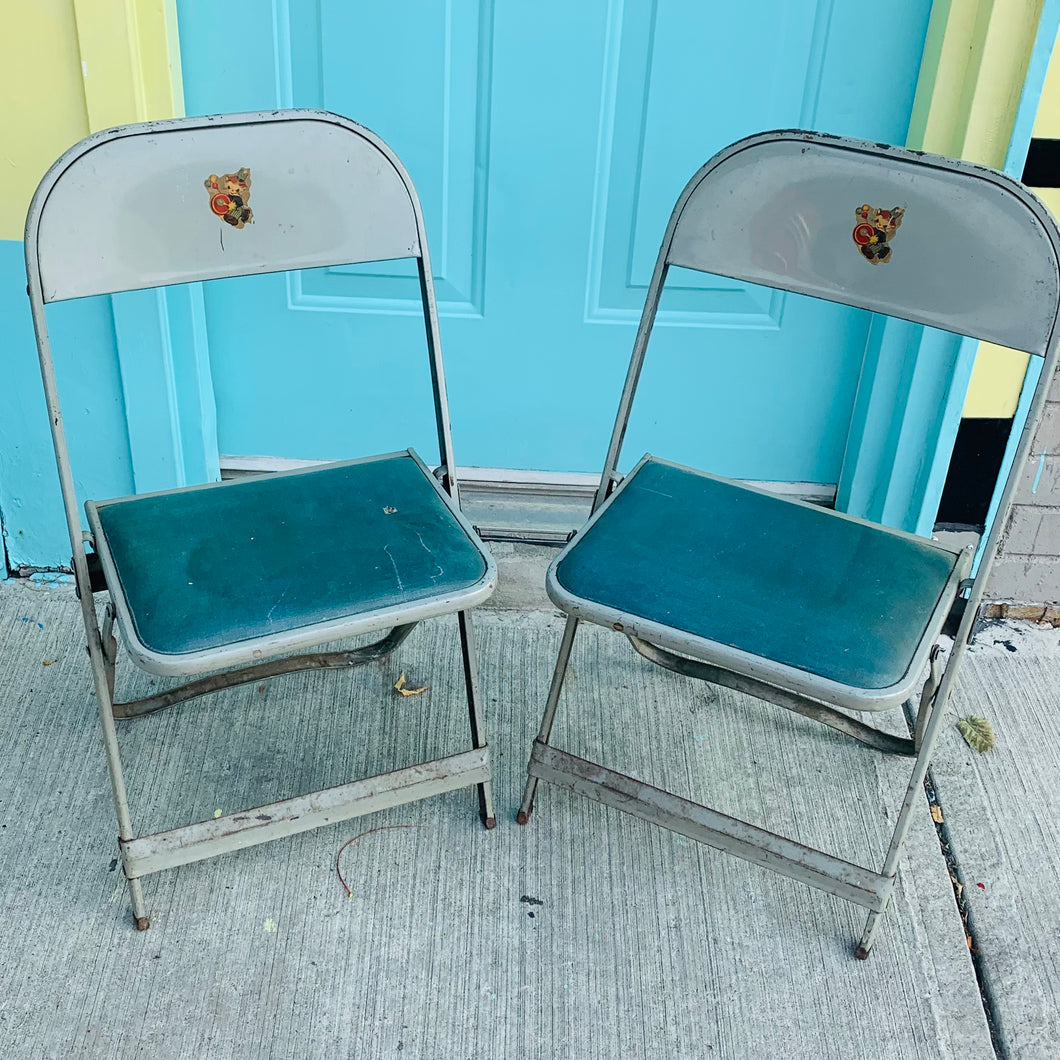 Pair of Vintage Childrens Folding Chairs