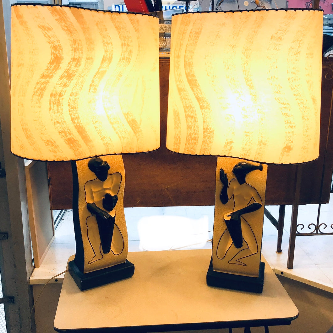 Pair of F.A.I.P Chalkware Lamps