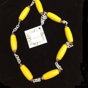 Yellow Beaded Necklaces by Jessica Gemstone