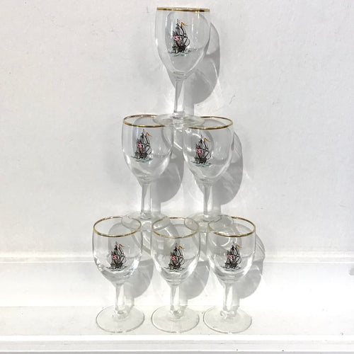6 Danish Sailing Ship Cocktail Glasses