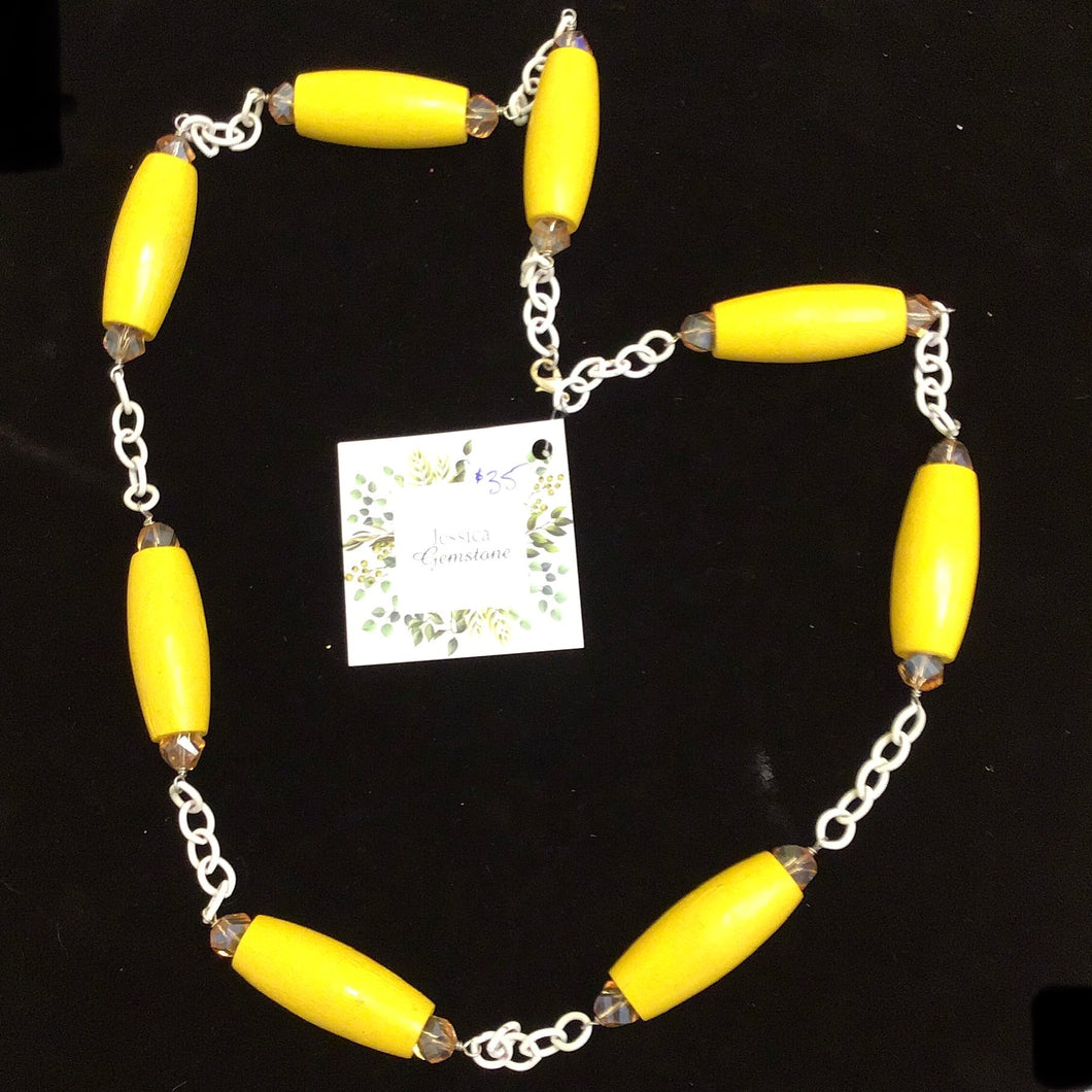 Yellow Beaded Necklaces by Jessica Gemstone