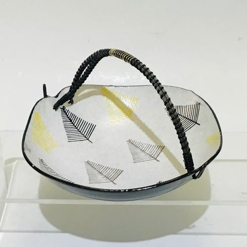 Hand painted Ceramic Dish with Wrapped Handle