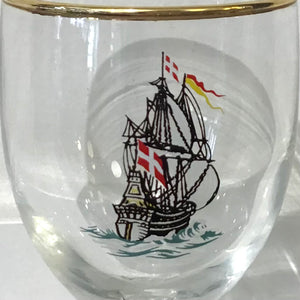 6 Danish Sailing Ship Cocktail Glasses