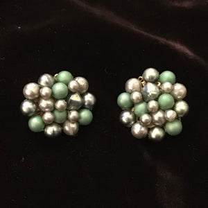 Vintage Clip On Cluster Earrings