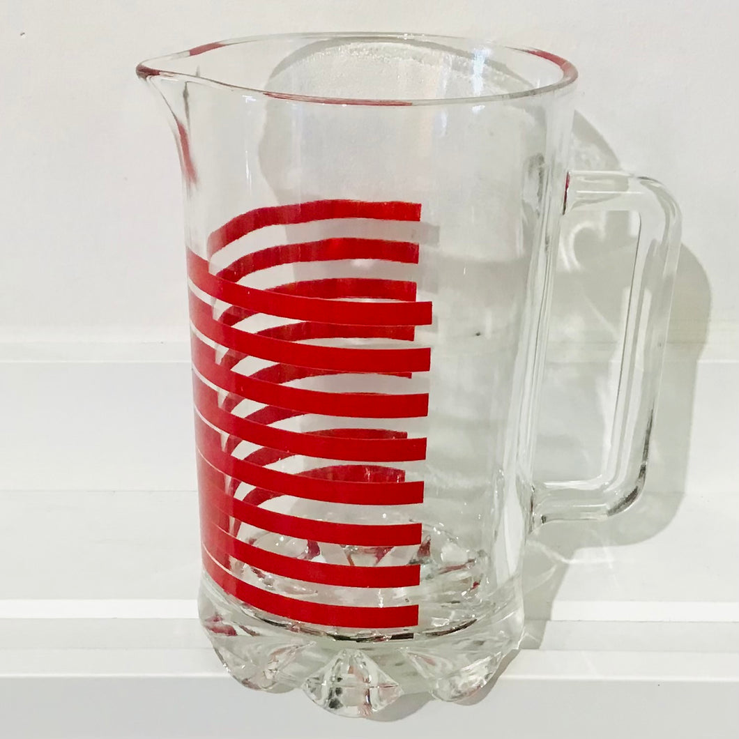 Vintage Glass pitcher With Red Stripes